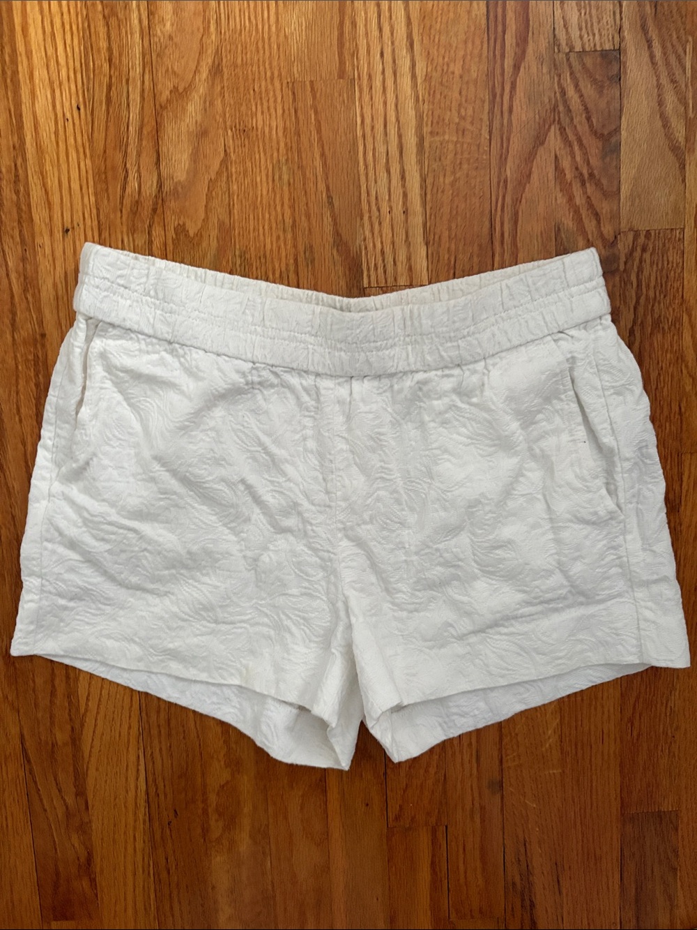 J. Crew White Textured Pull-On Shorts